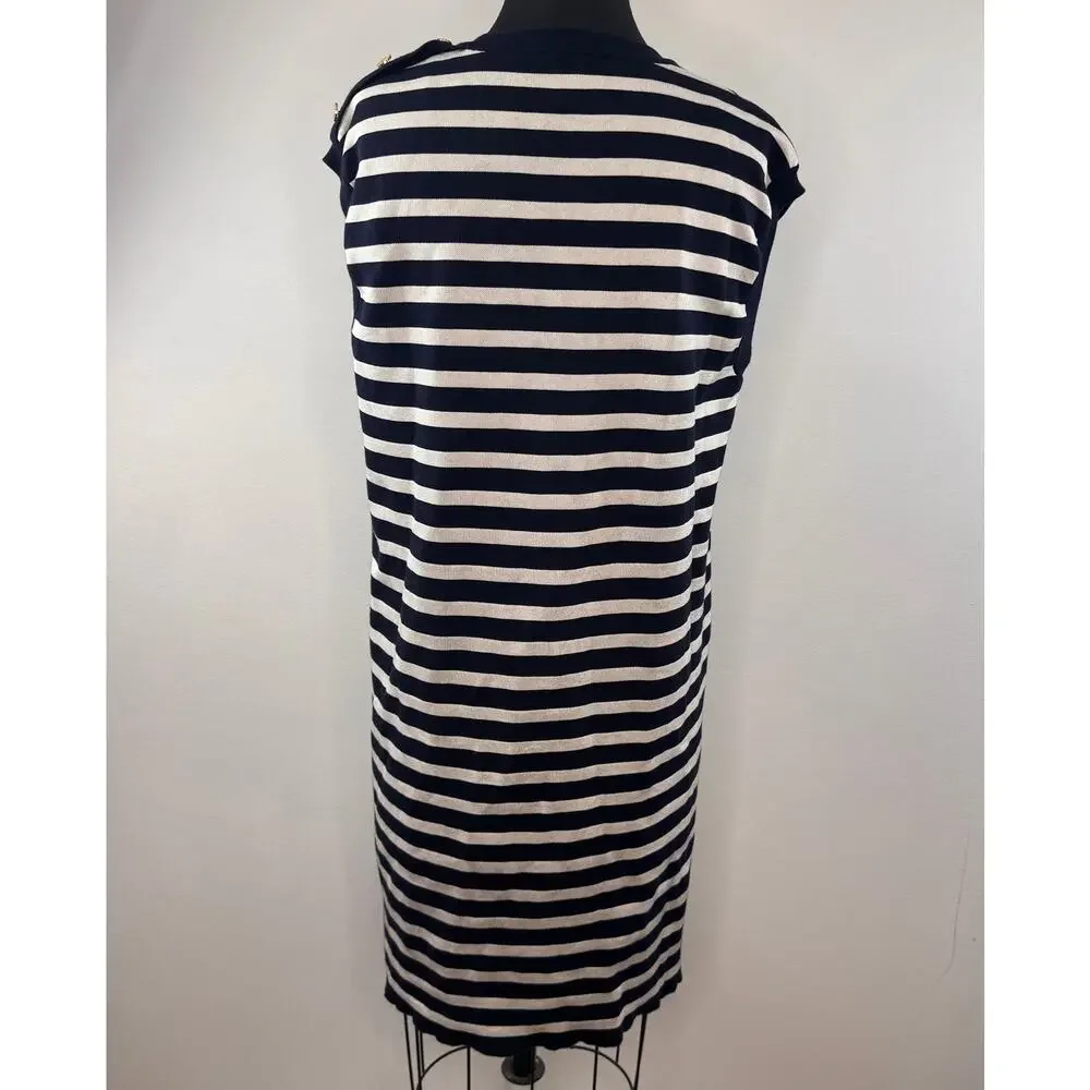LOUIS VUITTON Uniform Navy White London Jubilee Sweater Dress Striped Knit S/M?